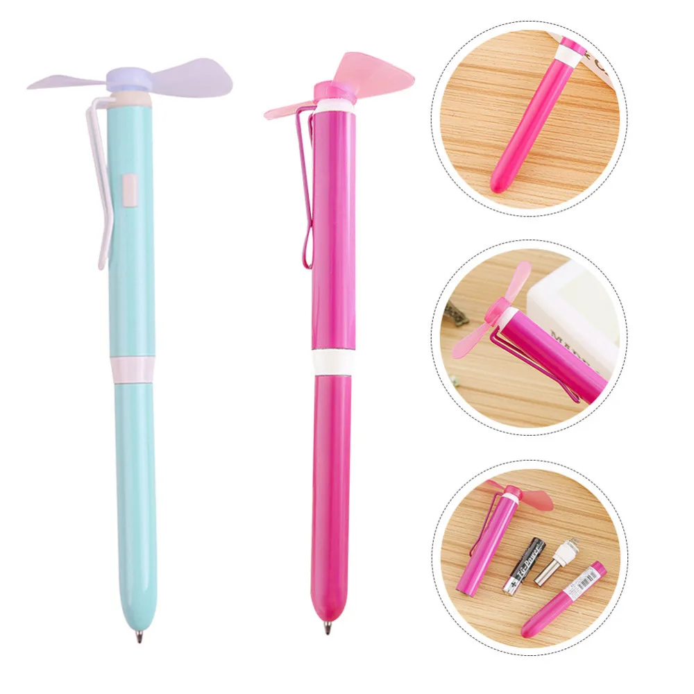 

2Pcs Electric Metal Ballpoint Pen Practical Pen wit Fan for Students