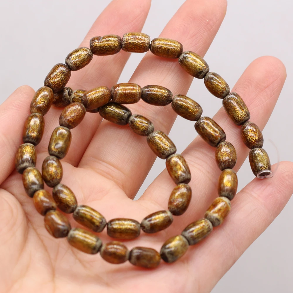 

Small Beads Natural Dyed Golden Coral Spaced Loose Beads for Jewelry Making Charm DIY Necklace Bracelet Accessories 5x9-6x10mm