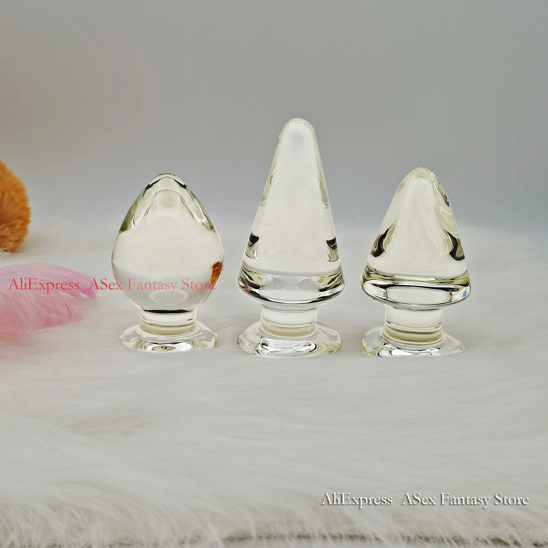 Анальная пробка с большим кристаллом 60 мм стеклянный фаллоимитатор