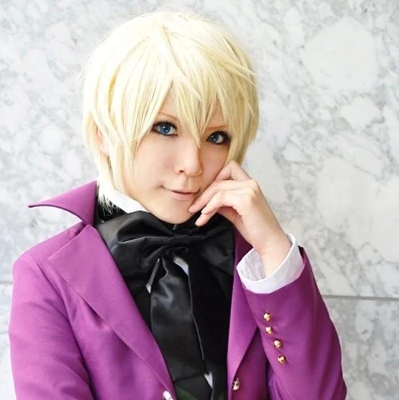 Короткий парик для косплея аниме Alois Trancy Kuroshitsuji Черный Дворецкий термостойкий светильник для волос светлые парики вечерние Peruca Pelucas