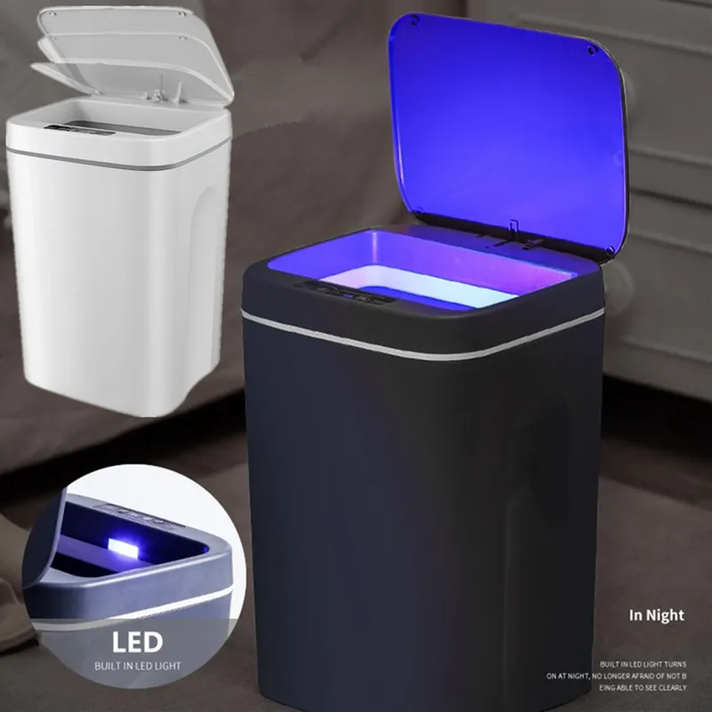 

Automatic Touchless Intelligent induction Motion Sensor Trash Can Rechargeable 12L Trash Can With Low Noise Waste Garbage Bin
