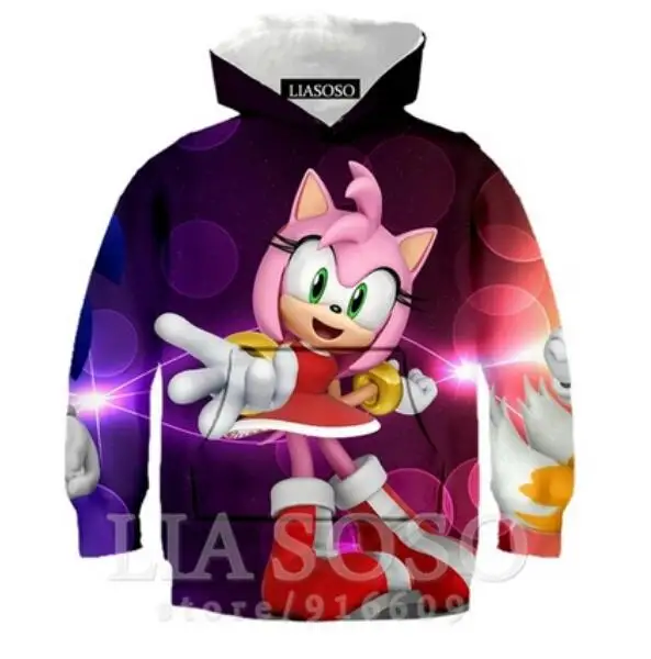 picture color Sonic 3D Модный пуловер худи Повседневная Толстовка с длинными рукавами 3D Одежда для мальчиков и девочек тонкий стиль детский свитер с героями мультфильмов - Цвет: picture color
