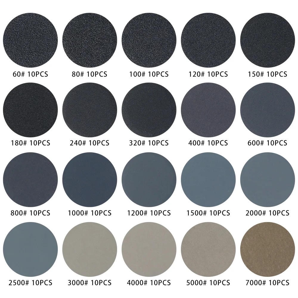 

200Pcs 2Inch 50mm Sandpaper Assortment 60-7000 Grit Sander Disc Sheet With Hook And Loop Sanding Pad Wet And Dry Polishing Tool