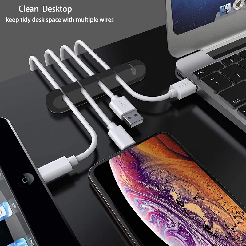 7clips Cable Clips Organizer Silicone USB Cable Winder Flexible Cable Management Clips Cable Holder For Mouse Headphone Earphone
