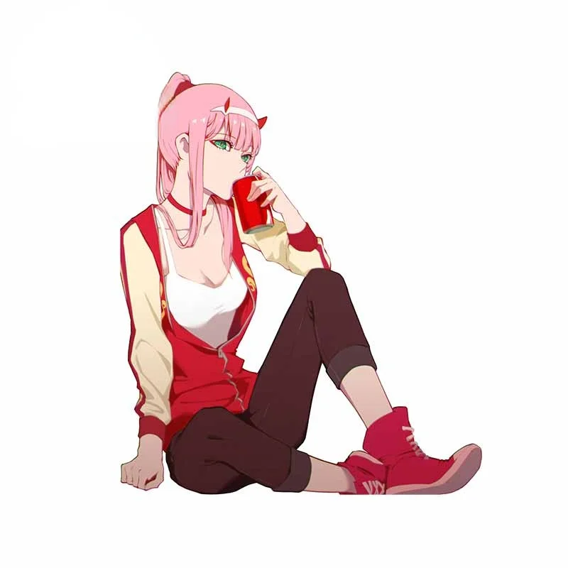

Popular Zero Two Motorcycle Car Stickers Anime Decal Waterproof Vinyl Car Wrap Scratch-Proof Decoration KK13*11cm
