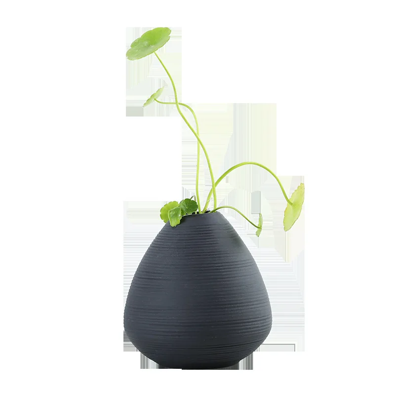 С простым чертежем из черной керамики мини ваза высокого качества чай настольные