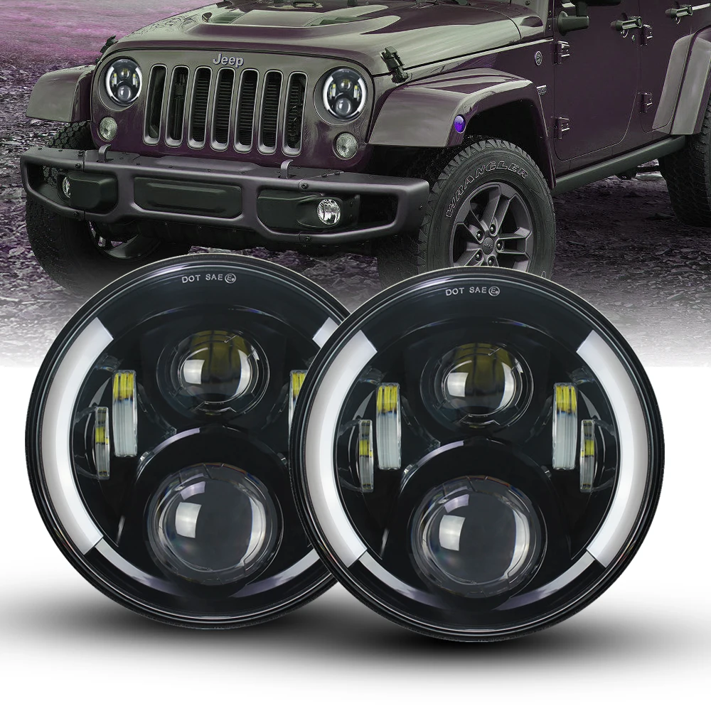Для Suzuki Samurai UAZ Hunter 7 дюймов светодиодный проектор фара с halo DRL& Amber Поворотная сигнальная фара для Lada 4x4 Urban Niva