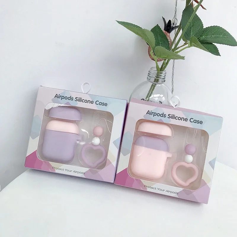 3D наушники чехол для Airpods чехол силиконовый 2-х цветный Kawaii чехол для MacBook Air стручки Apple IPhone х чехол для Earpods брелок для ключей
