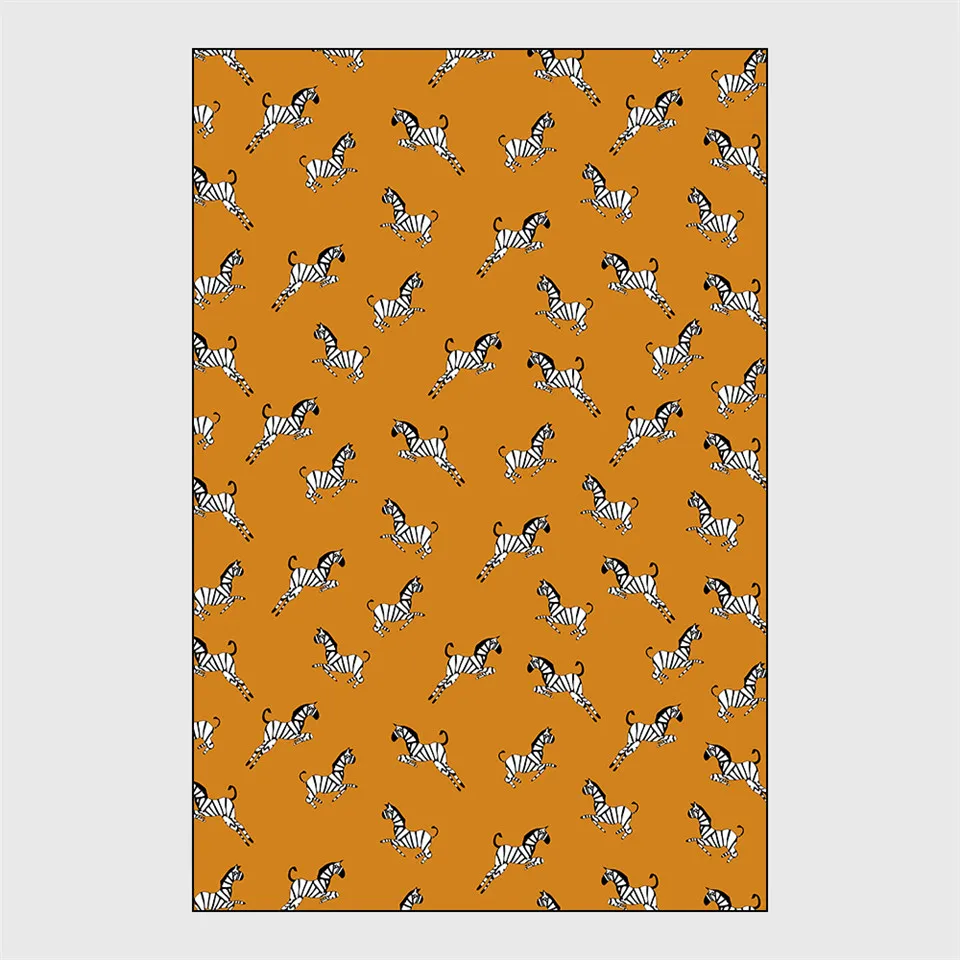 Мультяшный оранжевый ковер с черно белыми полосками зебра для мальчиков милые