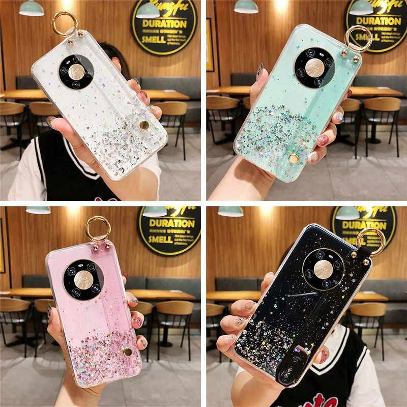 

Case For Huawei P40 Pro P30 P20 Lite Mate 40 20 Wrist Strap Bling Cover Honor 9X 8X 8A 10 Lite P Smart Z 2021 2019 Y6p Y5p Y7 Y9