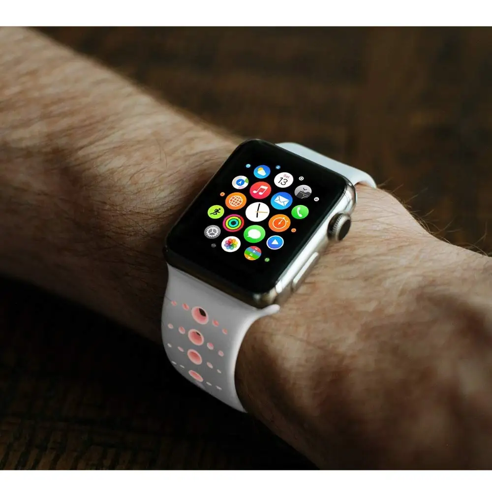 Силиконовый ремешок для apple watch 5 ремешок 44 мм 40 мм iWatch 38 мм 42 мм пористый спортивный ремешок для часов Браслет apple watch 4 3 2 1 38 40