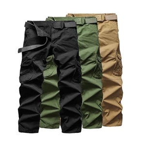 Men's casual trousers multi-pocket overalls men's loose casual cotton washed trousers Men's clothing 10 item image