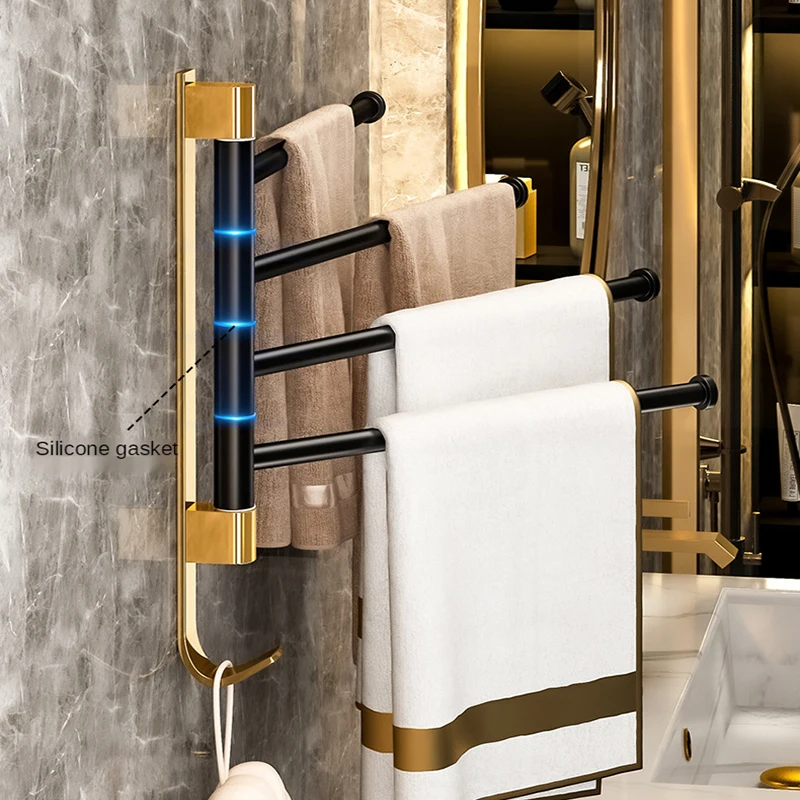 towel holder rack wall mounted fold swivel bathroom punch free aluminum 2345 bar sticky bathrobe kitchen rotatable accessorie free global shipping