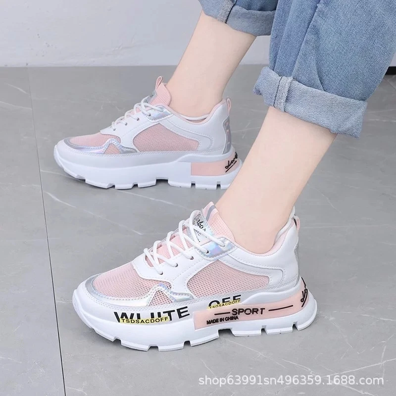 

White Sneakers Women's Running Shoes 2021 Summer New Mesh Breathable Platform Sports Footwear Fashion Flat Women Shoes Basket