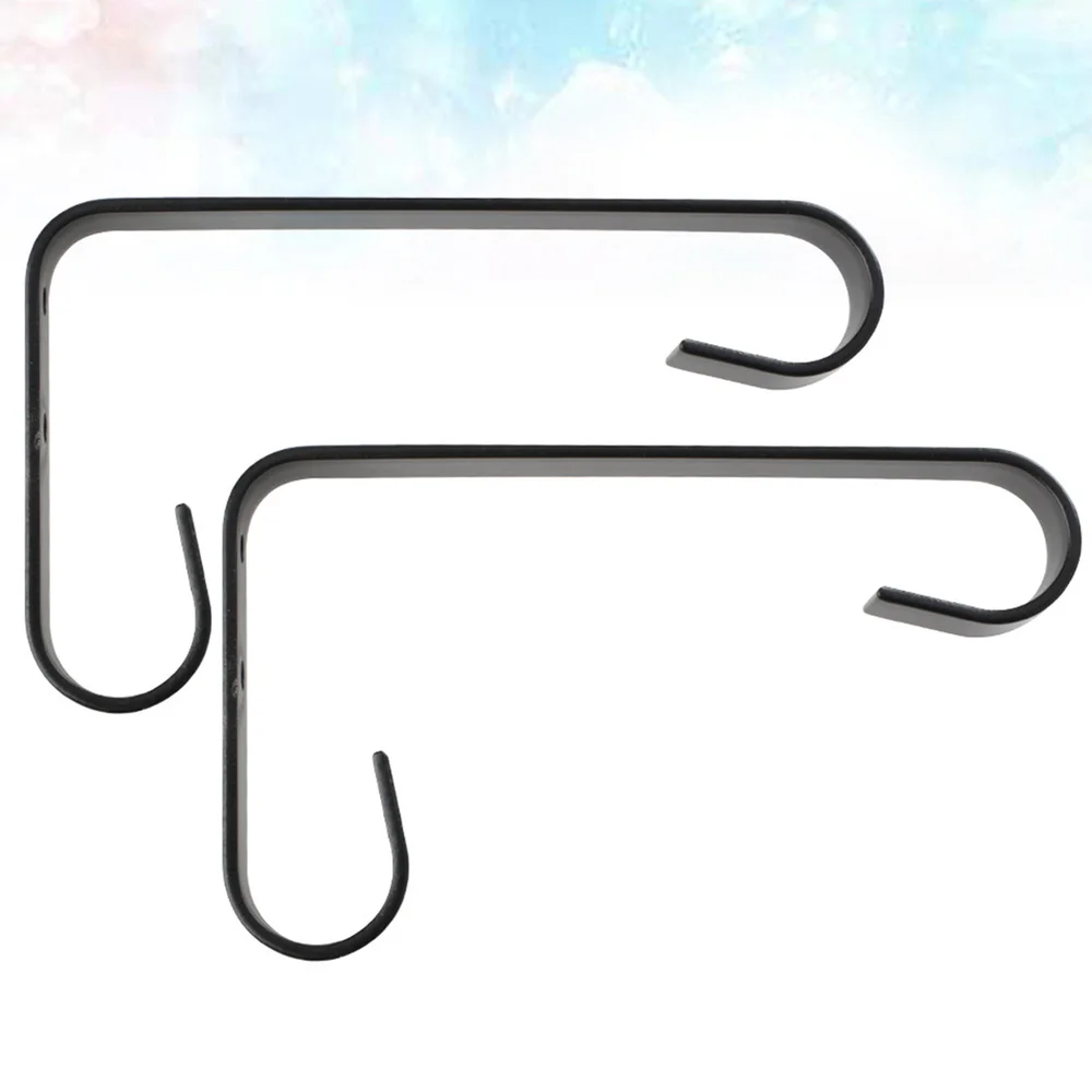 

2pcs Iron Potted Hooks 90 Degree Double Hooks Wall Mounted Screw Install Hook Rack Bird Cage Holder Flower Basket Hanger Bonsai
