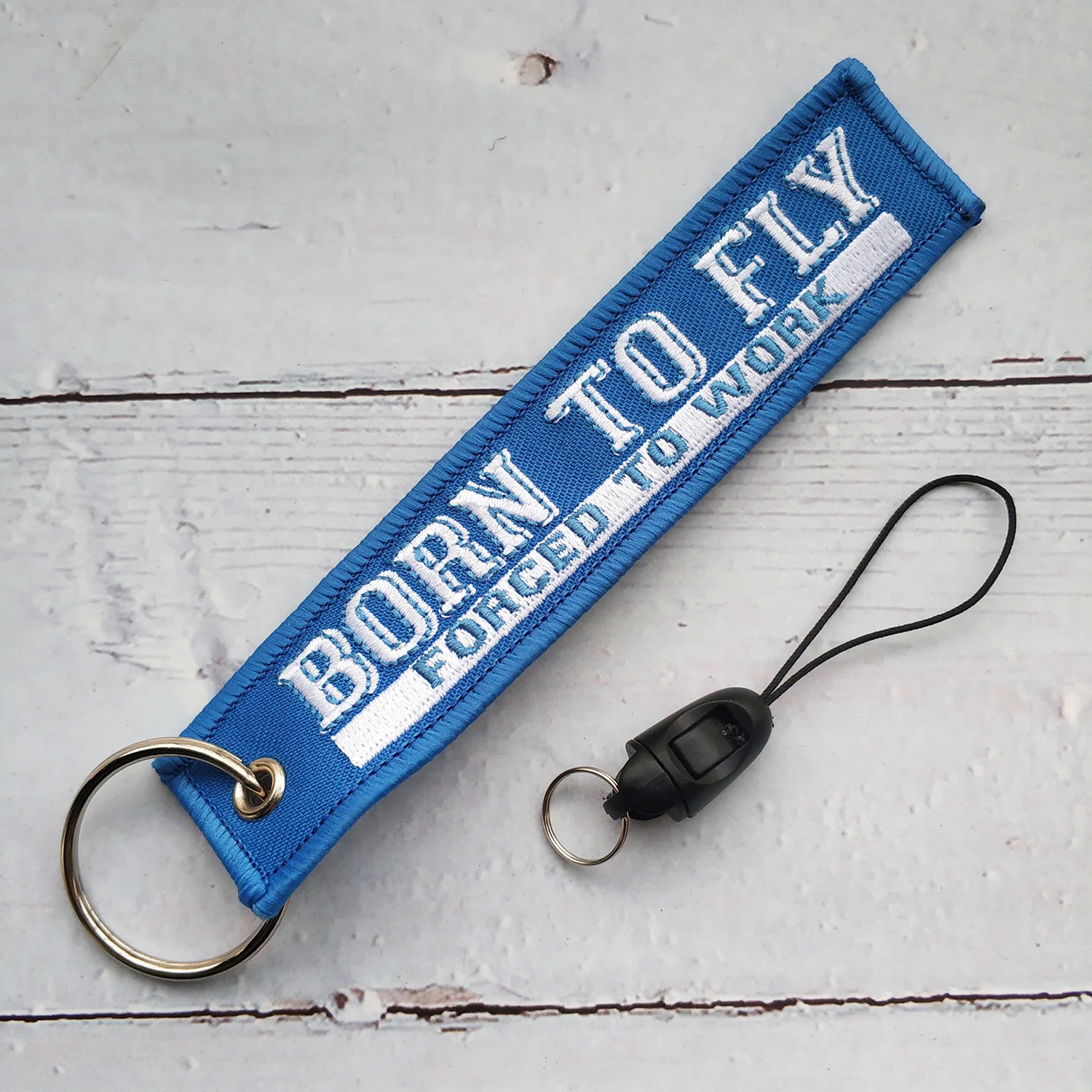 Blue BORN TO FLY Phone Strap for iPhone Wrist Strap Embroidey ID Card Gym Phone Case Bracelet Strap USB Badge Holder for Aviator