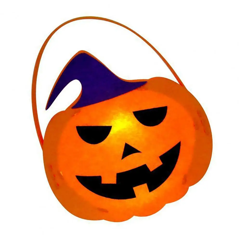 Juego de linterna de calabaza artesanal para ni&ntilde;os, luz de doble cara, efecto de iluminaci&oacute;n, hebilla de dise&ntilde;o, linterna de calabaza para Halloween, Kit para manualidades, 1 Set-0