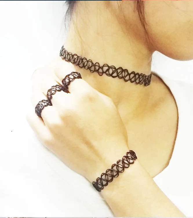 Набор украшений ожерелье кольцо браслет винтажное украшение полый плетеный