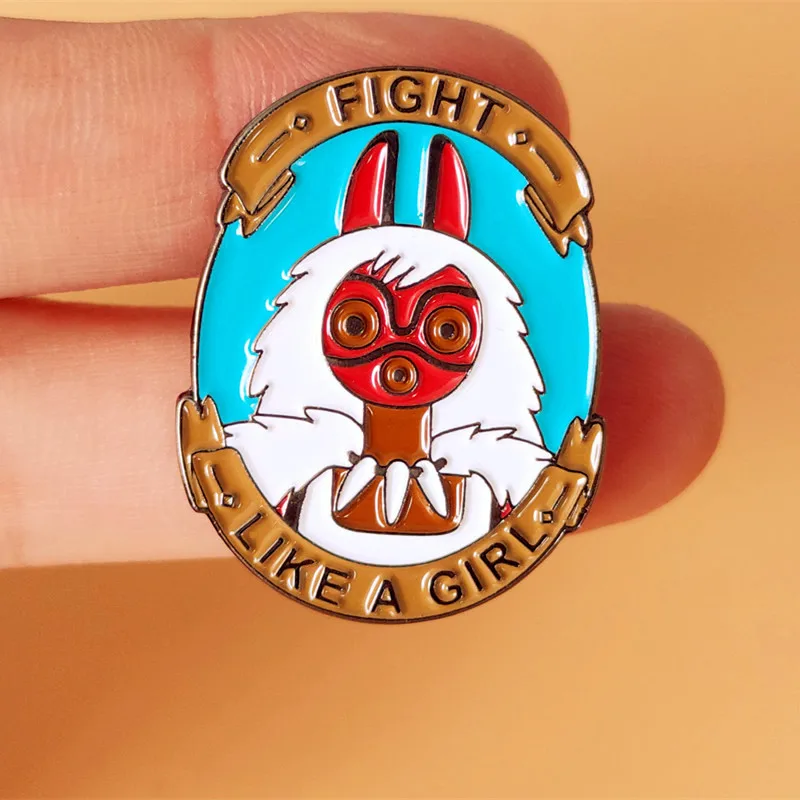 

Fight Like A Princess Mononoke Enamel Brooch Pin Lapel Hard Metal Pins Brooches Badges Exquisite Jewelry Accessories Gifts
