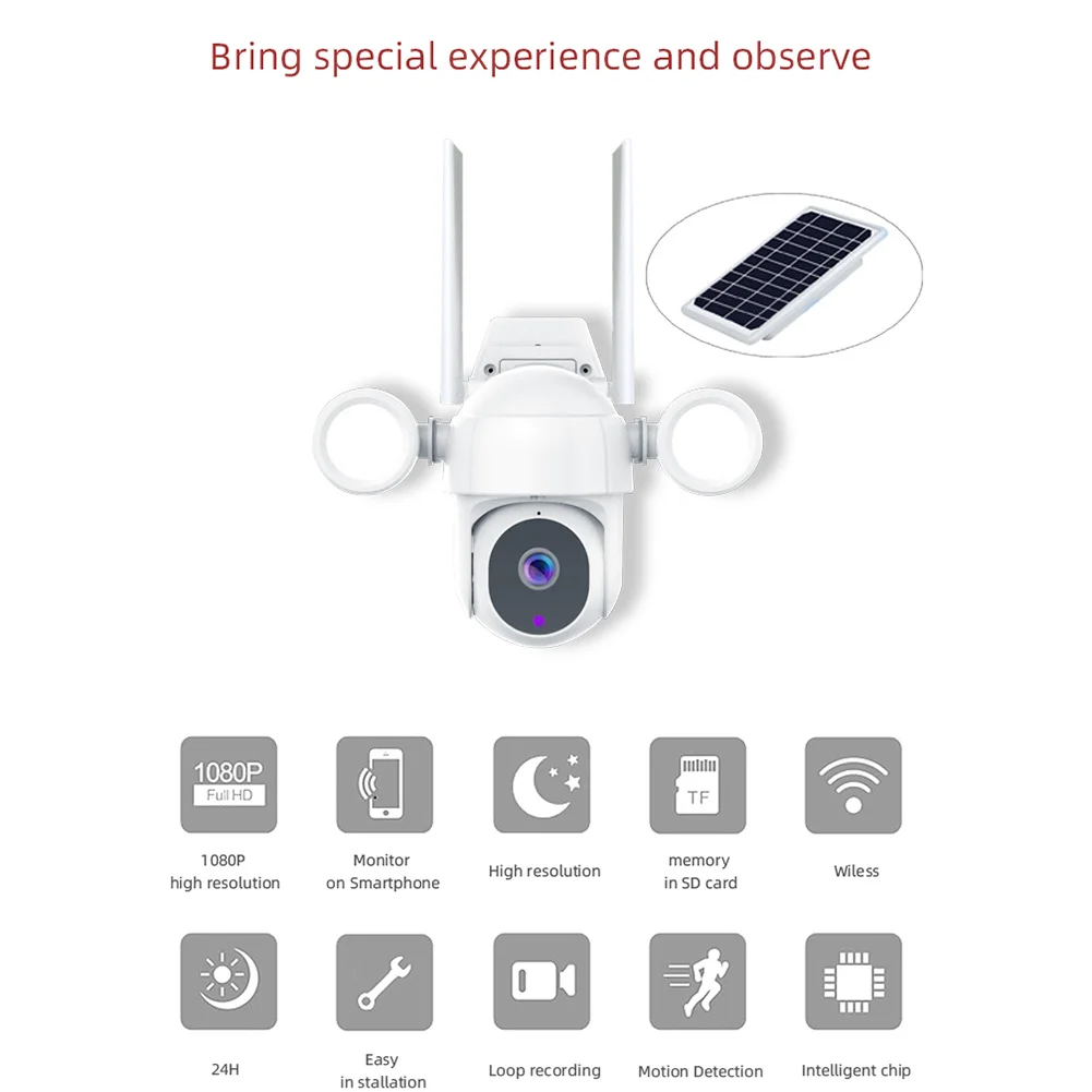 

Камера видеонаблюдения на солнечной батарее с ИК-датчиком, Wi-Fi