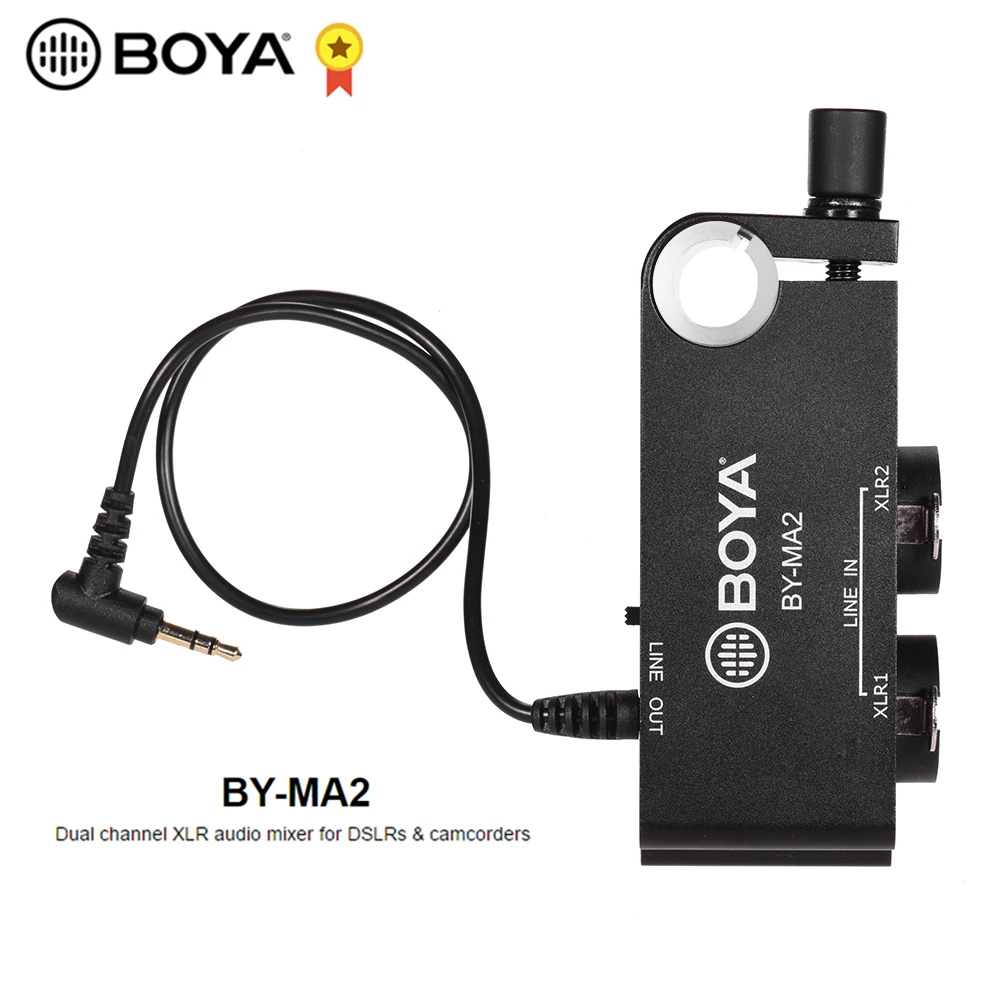 

BOYA BY-MA2 двухканальный XLR аудио микшер с 6,35 мм входом 3,5 мм разъемом для Canon Nikon DSLR видеокамеры Беспроводная микрофонная система