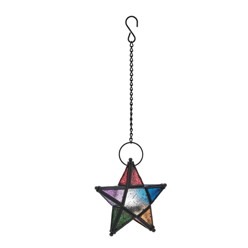

T3EE Star Glass Votive Tea Light Candle Holder Hanging Lighting Lantern Wedding Birthday Party Home Garden Decoration