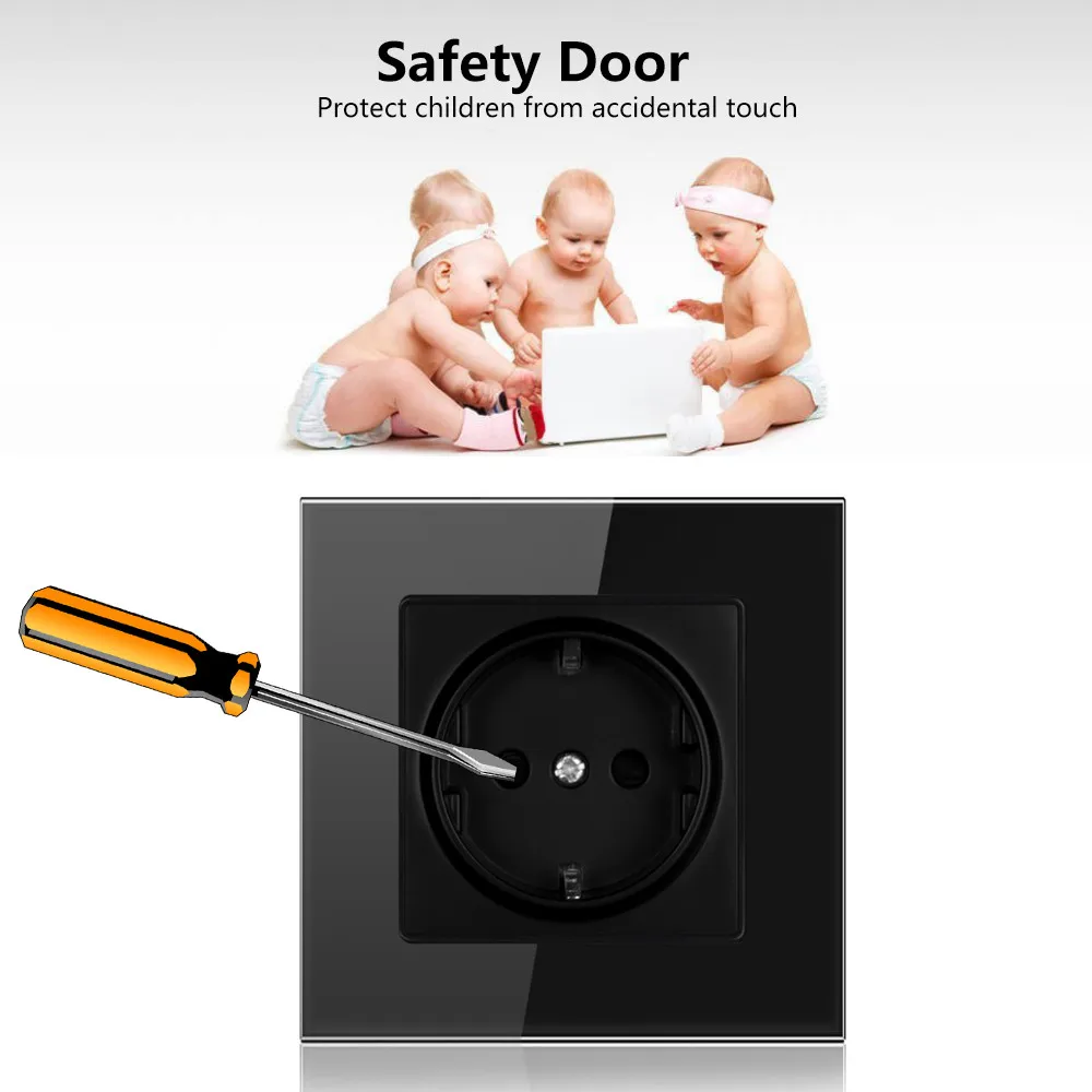 Штепсельная розетка SMATRUL настенная европейского стандарта заземленная