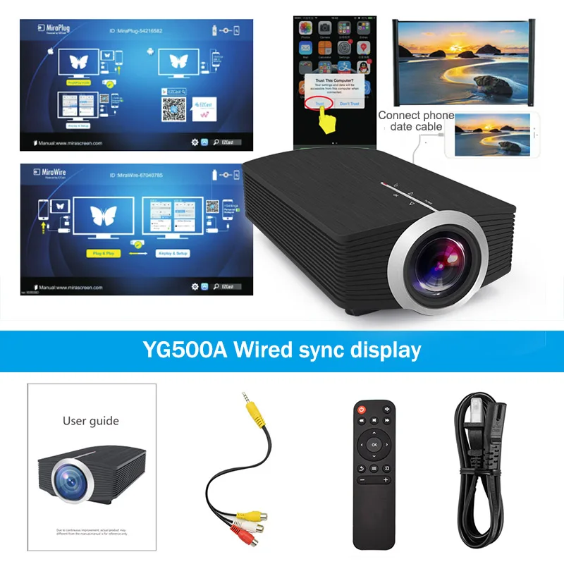 YG500A Sync display ThundeaL YG500 YG510 Gm80a мини-проектор 1800 Люмен светодиодный ЖК-дисплей VGA HDMI AC3 проектор Поддержка 1080P YG500A 3D портативный проектор - Цвет: YG500A Sync display