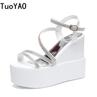 high heels sandals women shoes 2021 new summer wedges 11cm high platform sandals feather chunky beach sneakers sandalias mujer
