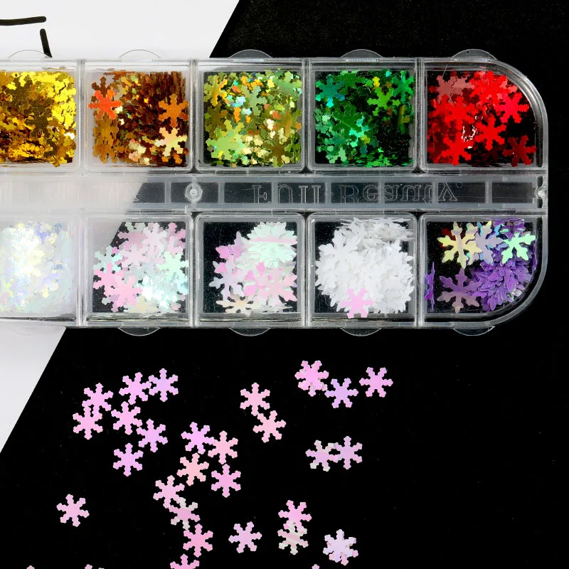 

Boxed laser snowflake flakes Christmas sequins series nail art Holographic Fashion accessories