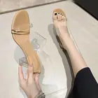 Женские шлепанцы на каблуке, женские сандалии, прозрачные шлепанцы, пляжная обувь, свадебные сандалии, шлепанцы 55