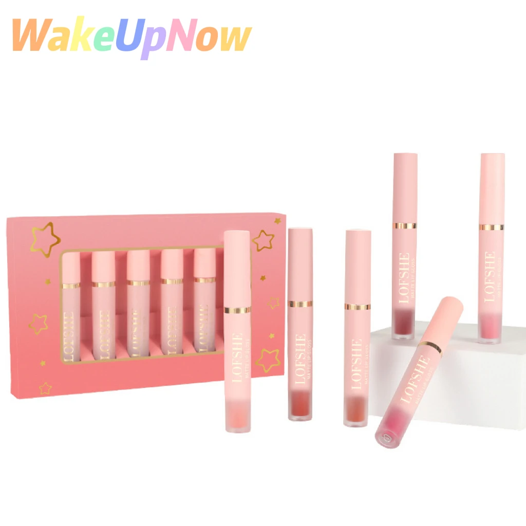 

WakeUpNow 6pcs Glitter Lip Gloss Box Kit Long Lasting Makeup Combos Waterproof High Quality Professional Cosmetics Korean