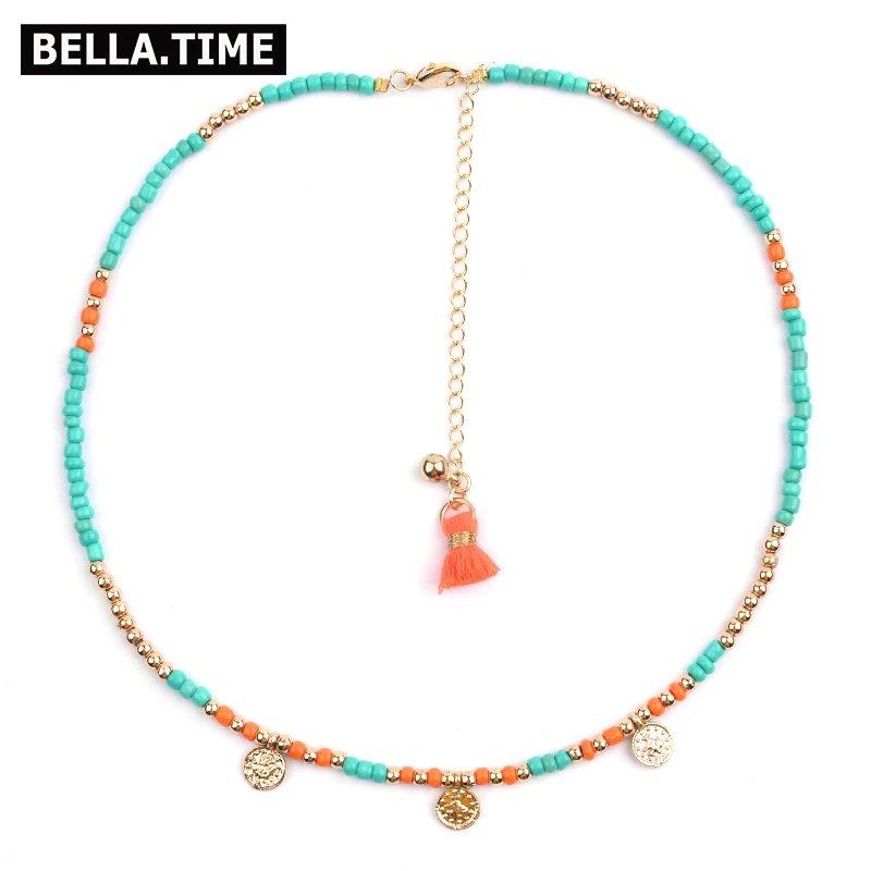 2019 Boho модное женское короткое ожерелье колье s маленькая акриловая подвеска из