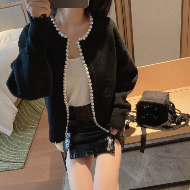 Новинка 2021 модные корейские куртки NEWDISCVRY кардиган с жемчугом и рукавами летучая