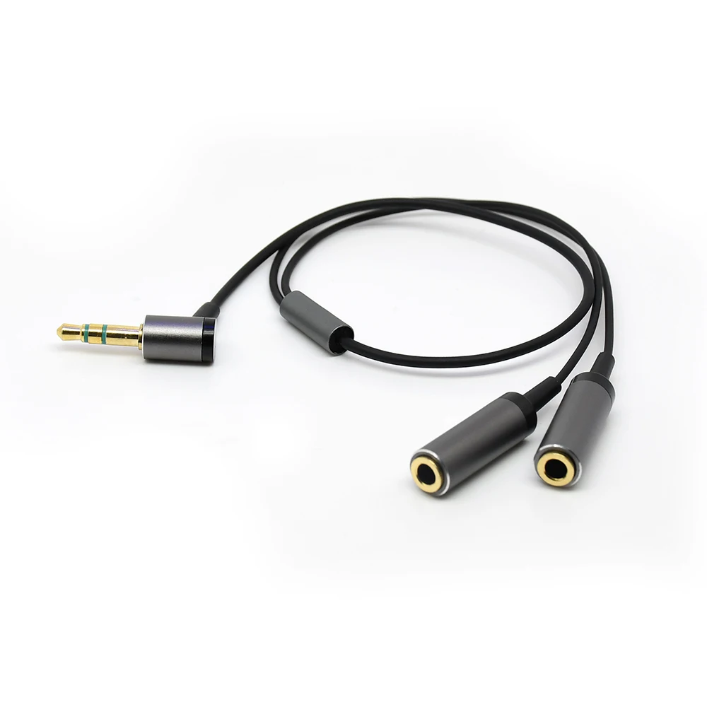 

3.5mm Stereo Headphone Audio Cable Splitter 90 Degree Angled for Earphone