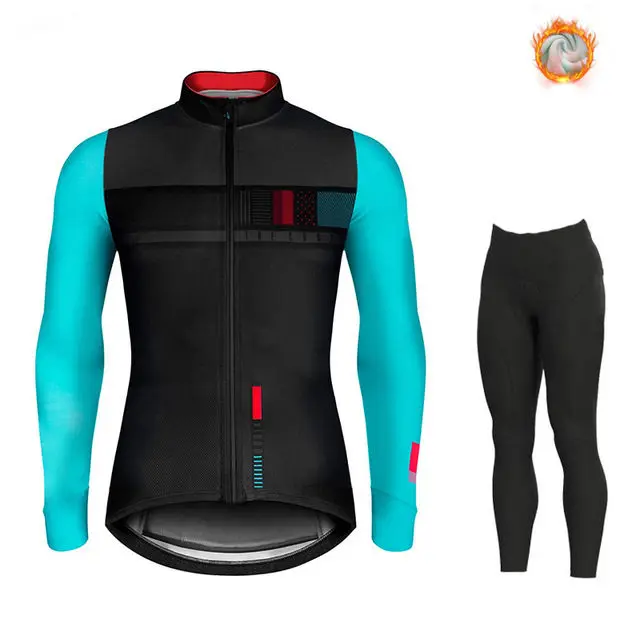 cycling jersey set 6 Зимний шерстяной костюм для велоспорта, мужской костюм для велоспорта, уличная спортивная одежда, форма для горного велосипеда, комплект для триатлона, гобайка - Цвет: cycling jersey set 6