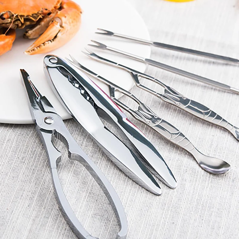 

6Pcs Portable Home Eating Crabs Seafood Tool Creative Kitchen Auxiliary Tools Eco-Friendly Clips Forks With Storage Box