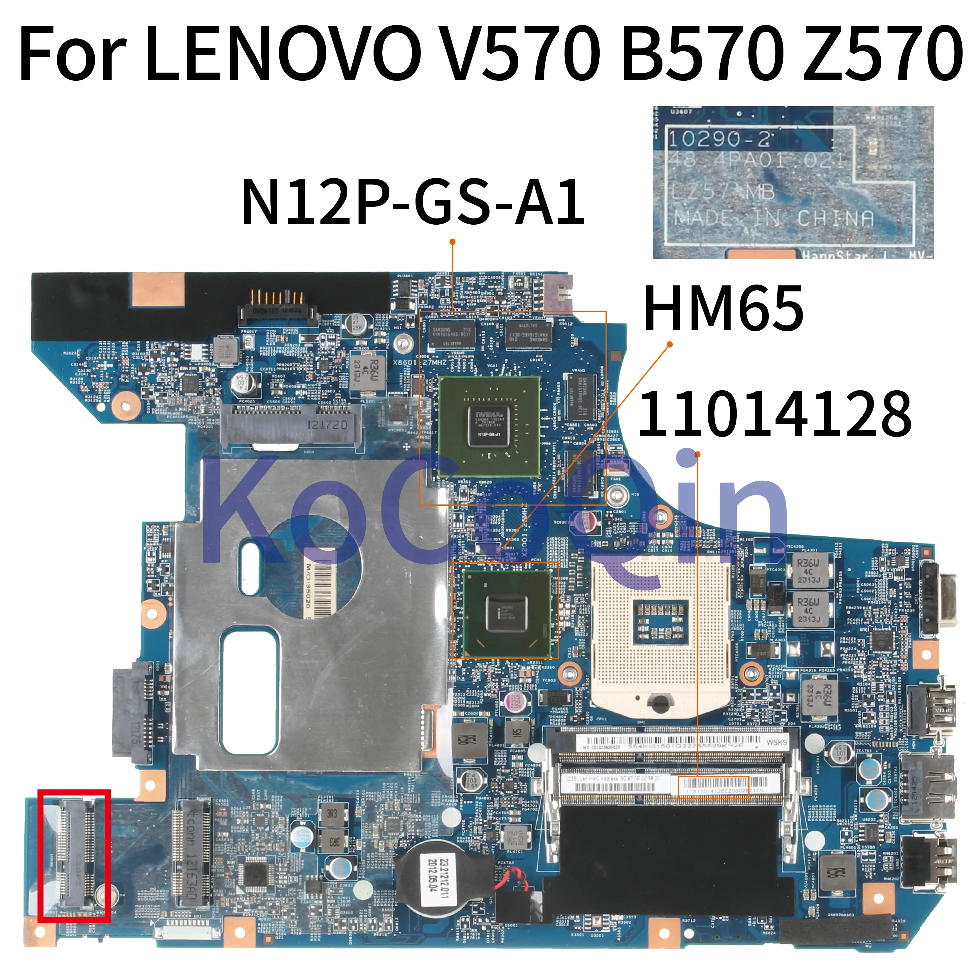 Материнская плата для ноутбука LENOVO V570 B570 Z570 10290-2 11014128 материнская HM65 N12P-GS-A1 |