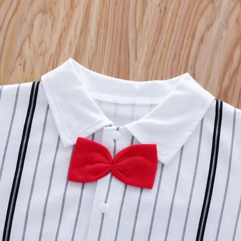 

Summer Casual Kids Baby Cotton Rompers Jumpsuit Boys Turn-down Collar Short Sleeve Pattern Print Patchwork Bodysuit New