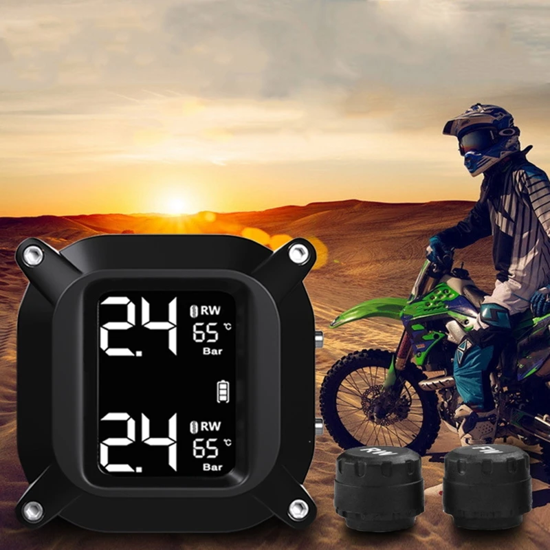 

External Wireless Motorcycle Tire Pressure Monitor High-precision Waterproof Monitoring System Cordless High Accurancy