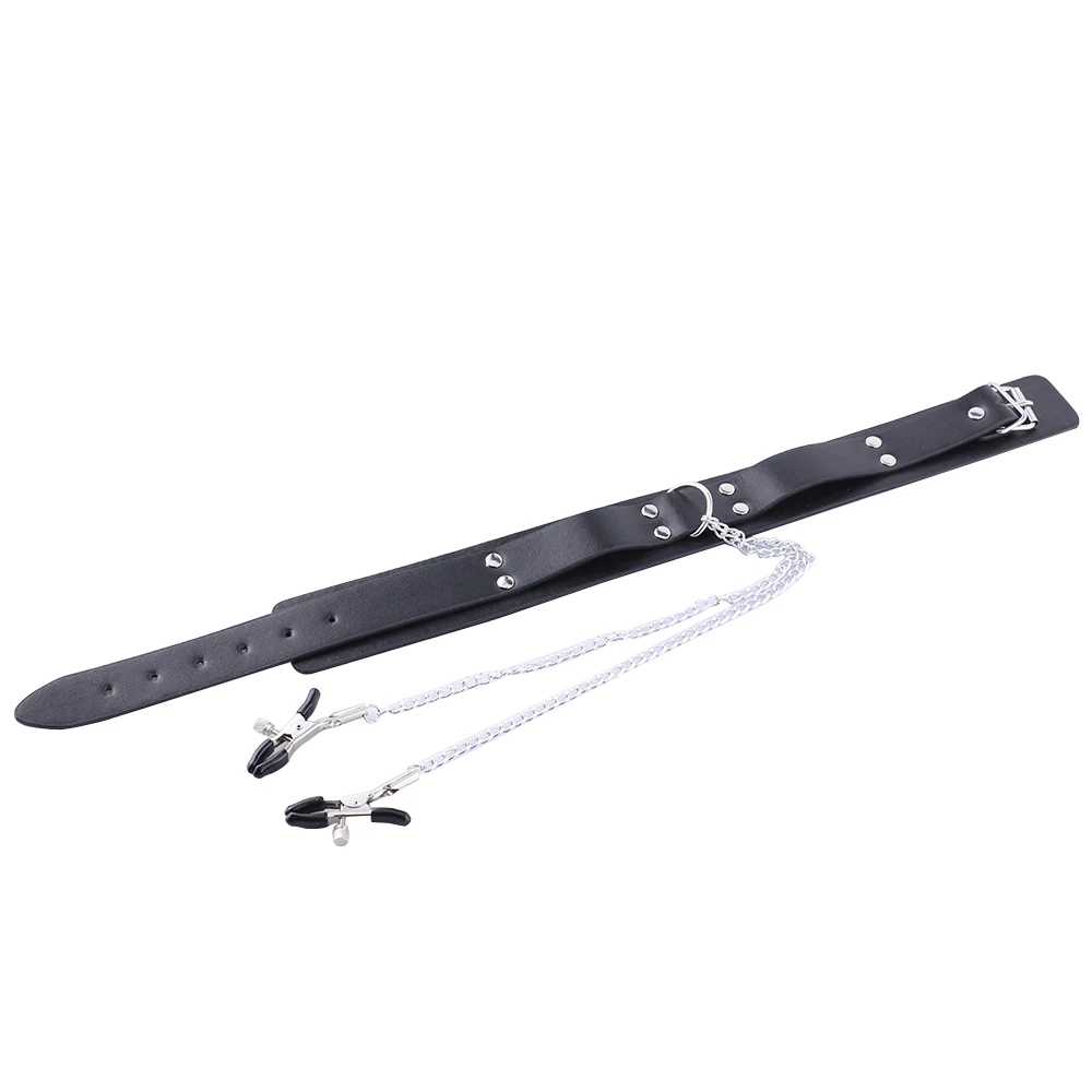 Бандаж на шею рукав сдерживающий секс-воротник для взрослых с зажимами сосков