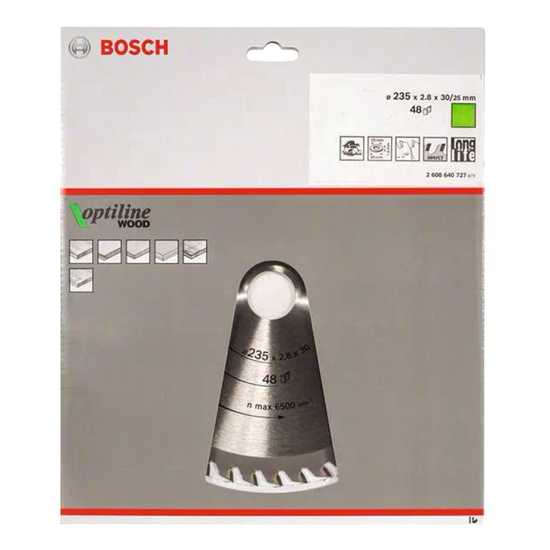 Saw Blade Bosch solid carbide 235x30x48 OptiLine (727) (diameter 235mm up to 6500 rpm pure cut) | Инструменты