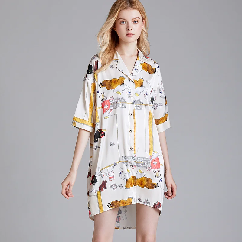 

Size M-XL Sleep Lounge Nightgowns & Sleepshirt Sleepwear Cartoon Style Night Dress Nightwear Women Sexy Lingerie Indoor Dress