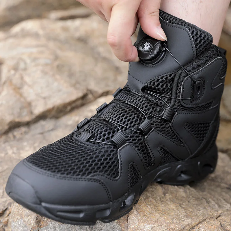 Men's Waterproof Hiking Shoes Summer Mesh Breathable Climbing Trekking Boots Outdoor Shoes Anti-slip Mountaineering Sneakers Men