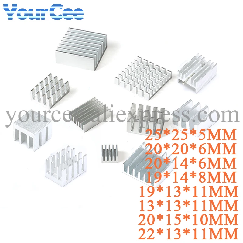 20 шт. радиатор из алюминиевого сплава охлаждающий Серебряный для электронной