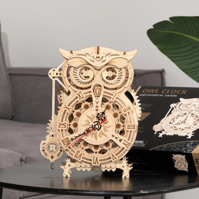 Creative Owl Clock - Wooden Model Building Kits - Assembly Toy Gift 3