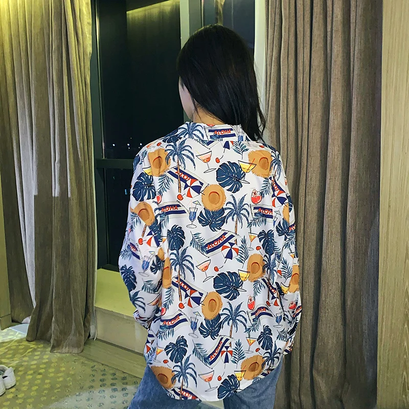 

Casual Loose Print Shirt Female Korean Harajuku Cute Women's Shirts Ulzzang Japanese Kawaii Ladies Vintage Clothes For Women