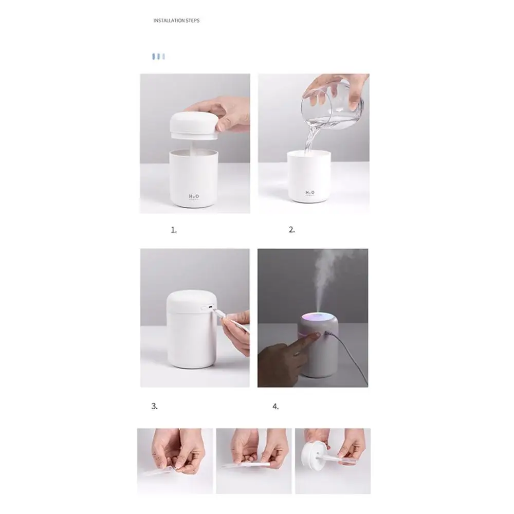 

Portable Air Humidifier 300ml Ultrasonic Aroma Essential Oil Diffuser USB Cool Mist Maker Purifier Aromatherapy for Car Home