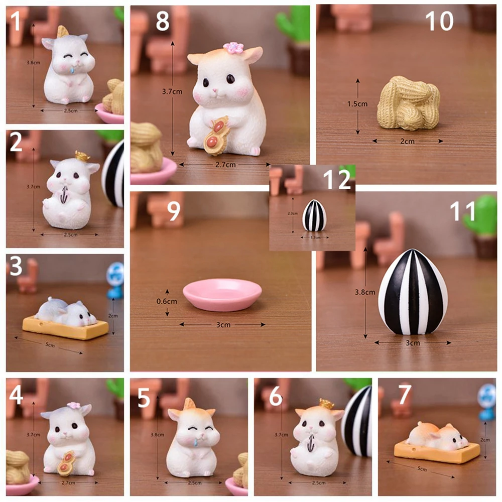 

1 Piece Cute Peeling Peanut Cheese Rat Greedy Hamsters Miniatures Figurine Fairy Garden Ornament Home Kid Toy