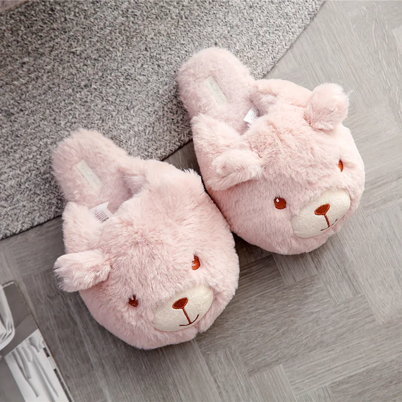 Новинка японские домашние тапочки kawaii bear женские парные Нескользящие сланцы